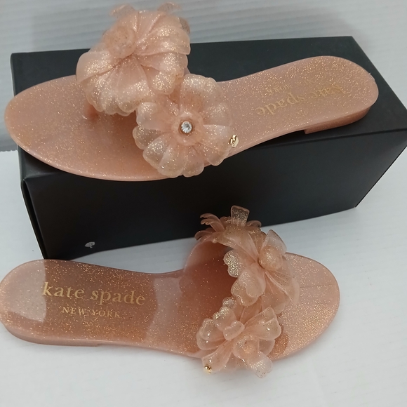 kate spade Shoes - kate spade Women's Glitter Peach Floral Slide Sandals Sizes 7/10 New $35